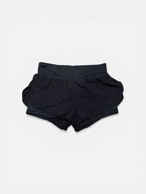 ADMU Black Double-Layer Athletic Shorts with High Waist
